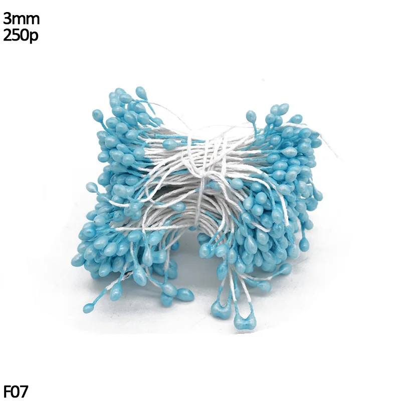 F07-250pcs blue Ручной работы искусственный цветок Stamen Christma голубой цветок вишня ягоды Букет DIY Свадебный Рождественский венок Ремесло Подарок Украшение - Цвет: F07-250pcs blue