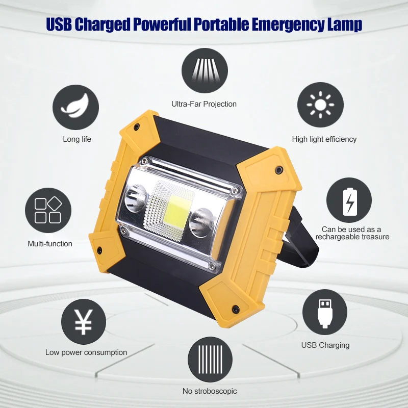 

Newest USB Charging Glared Portable Emergency Light LED Portable Multifunction Floodlight