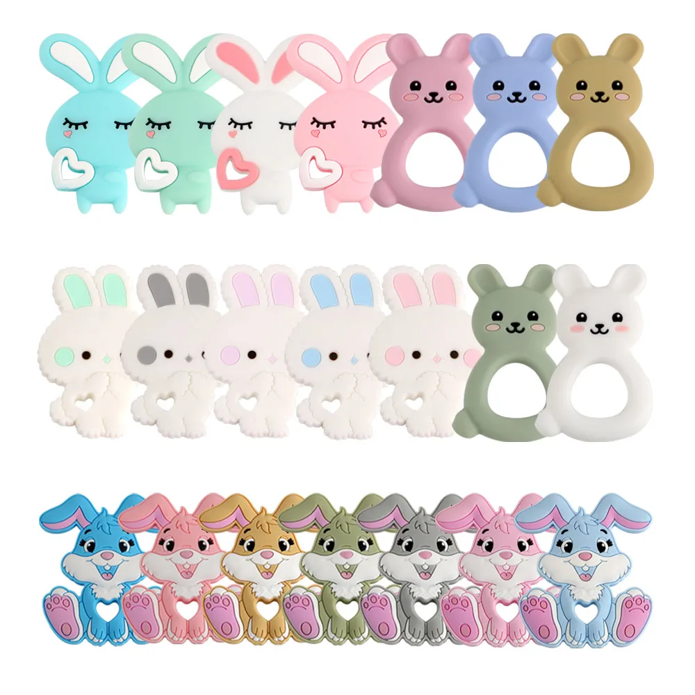 

Sunrony 1pc New Baby Teether Cartoons Animal Rabbit Chewing Pandent Accessories DIY Jewelry Pacifier Clip Teething Toy