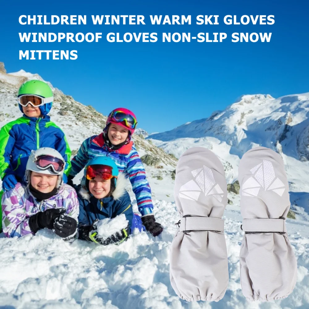 

1 Pair Children Winter Warm Ski Windproof Non-slip Snow Mittens