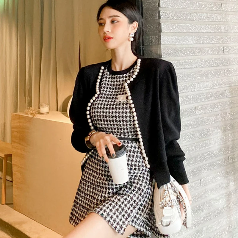 

new arrival fashion spring autumn korean women simple coat temperament elegant office lady pearl basic wild solid cardigan coat