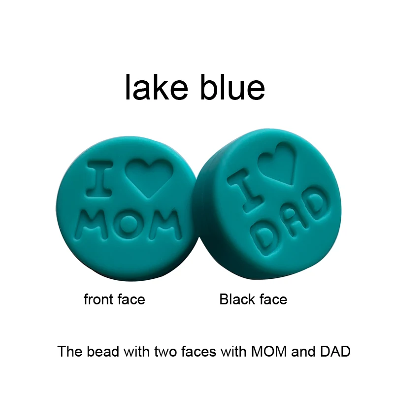 Lake blue Новинка 100 шт я люблю маму Силиконовые Прорезыватели свободные бусины плоской круглой формы жевательные бусины для DIY соска для зубов Шарм Детские зубные кольца - Цвет: Lake blue