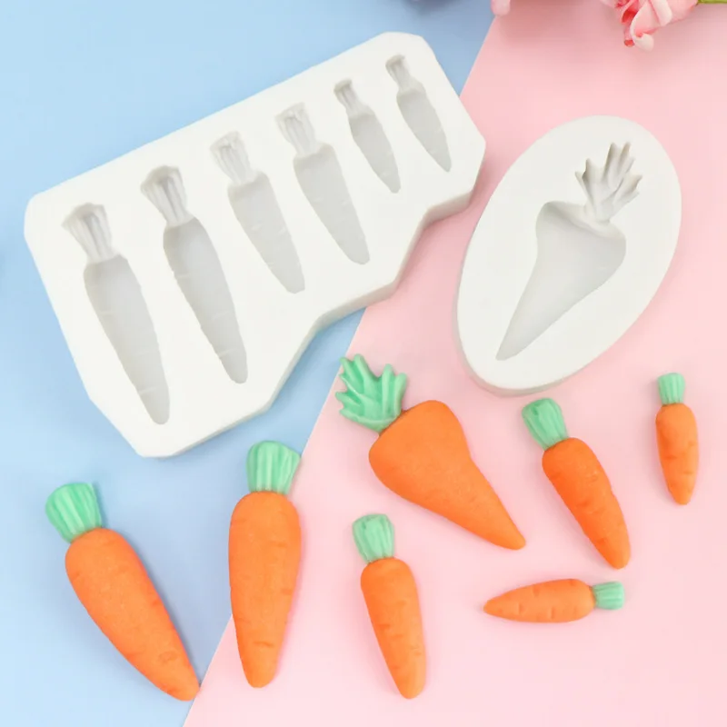 

DIY 3D Carrot Hand-made Silicone Mold Turned Sugar Chocolate Sen Cake Decorated Cute Baking Diy Clay Mold