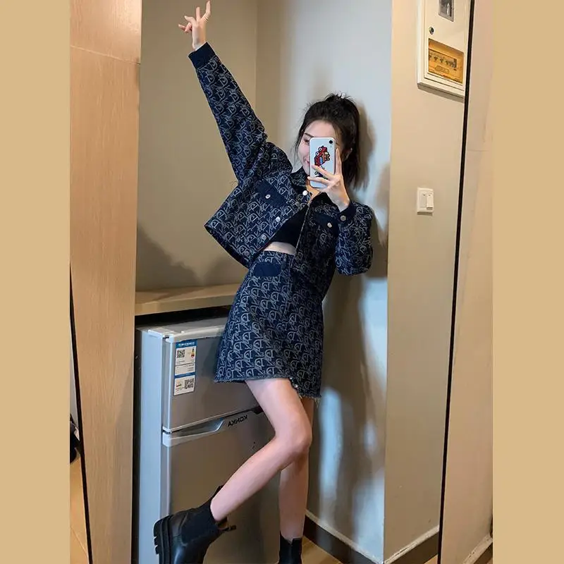 

Small High Cowboy Outfits Women Retro Hong Kong Wind Spring Women's 2021 New Two-Piece Women