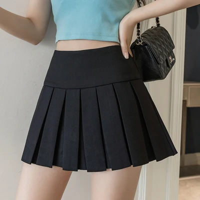 

Short skirt female college style summer new solid color skirt high waist all-match thinner Korean A-line skirt