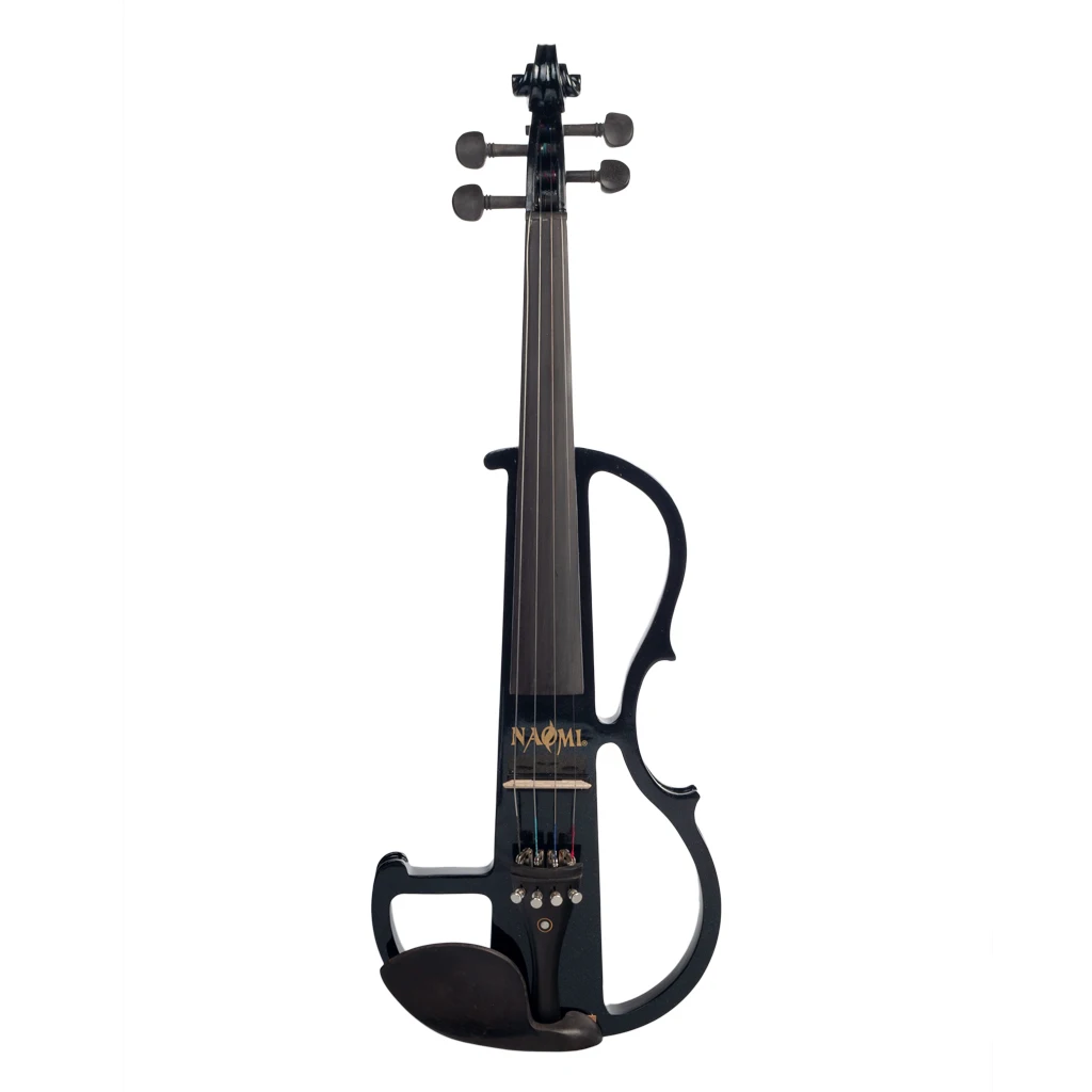 NAOMI 4/4 Full Size Black Electric Violin/ Fiddle Set w/ Brazilwood Bow+ Canvas Case+ Audio Cable+ Rosin+Maple Bridge enlarge