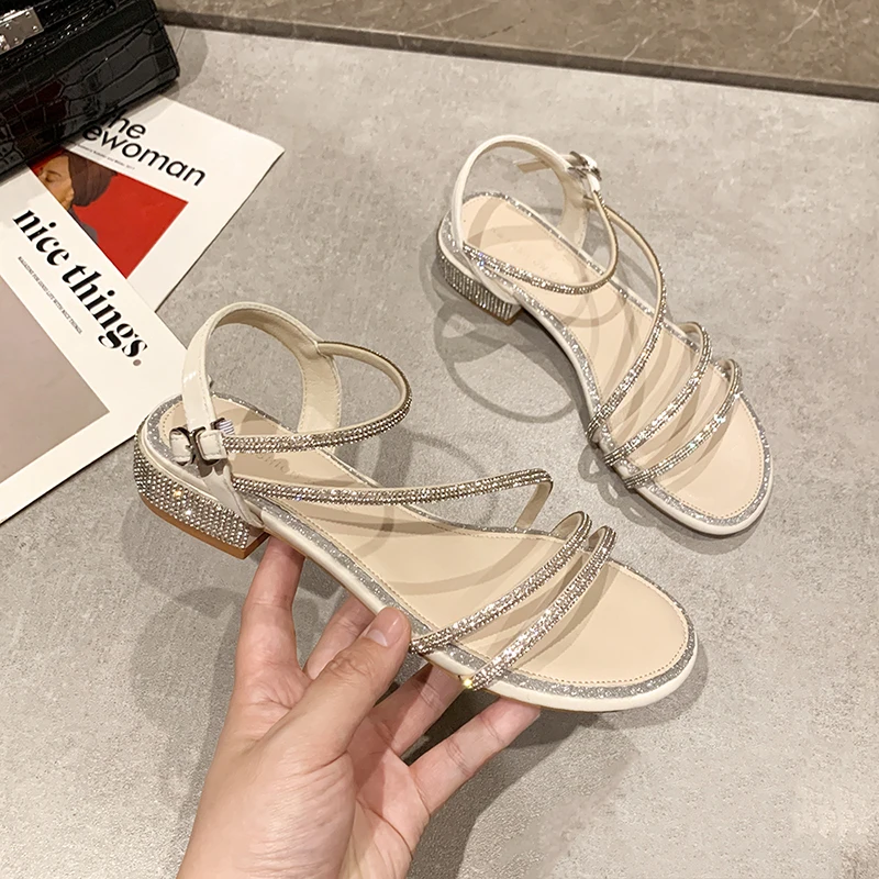 

Beige Heeled Sandals Female Shoe Buckle Strap 2021 Women's Black Girls Comfort Clear Fashion New High Block Summer Square heel B