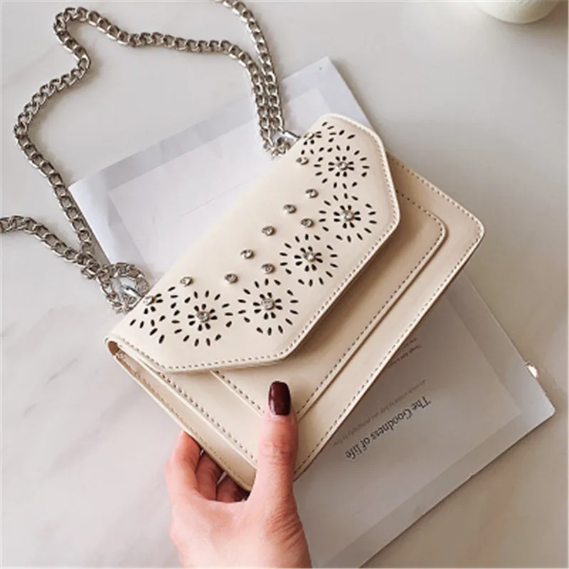 Женская сумка мессенджер из искусственной кожи с узором в дырочку модные стразы