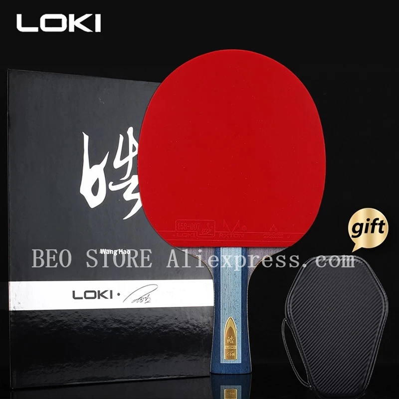 LOKI Wang Hao Commemorative Gold Version Table Tennis Racket 7 Plywood Professional PingPong Bat Ping Pong Paddle with Bag