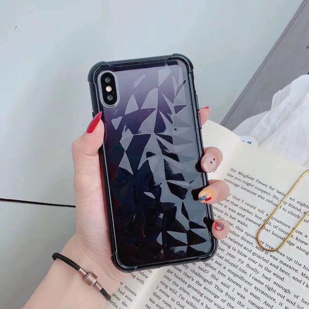 Градиентный 3D Алмазный чехол для iPhone 11 Pro MAX XR XS Max 8 7 6 6S Plus прозрачный силиконовый