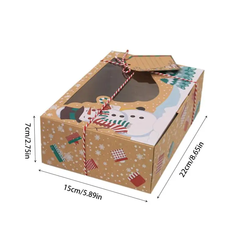 

12pcs Christmas Cookie Boxes Kraft Paper Christmas Gift Box Party Favor Holders Goody Candy Box Cookie Boxes for Christmas Party