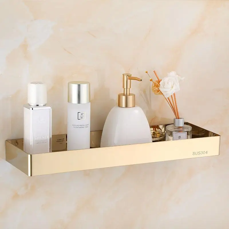 

Золотая полка для ванной комнаты 035 из нержавеющей стали, душевая стойка, угловая полка, квадратная полка для ванной и душа, черный органайзе...