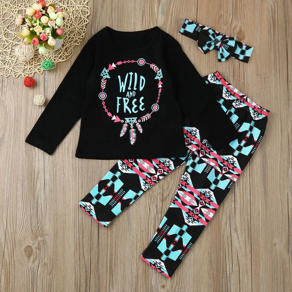 Комплекты детской одежды из 3 предметов топы с длинными рукавами и принтом букв