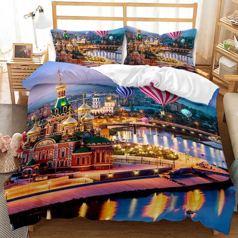 

Autumn And Winter City Landscape Digital Printing Duvet Cover Pillowcase Two-piece Three-piece Single Double Oversized Bedding