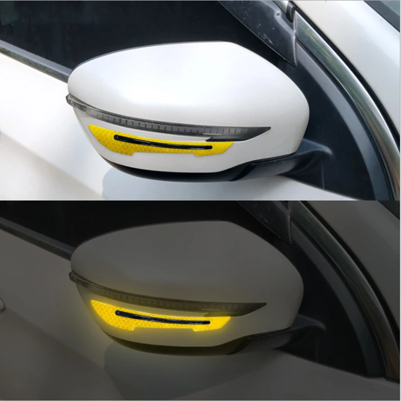 

1 Pair Car Rearview Mirror Reflective Sticker Safety Warning Reflective Sticker Car-styling Rearview Mirror Decorative Strip