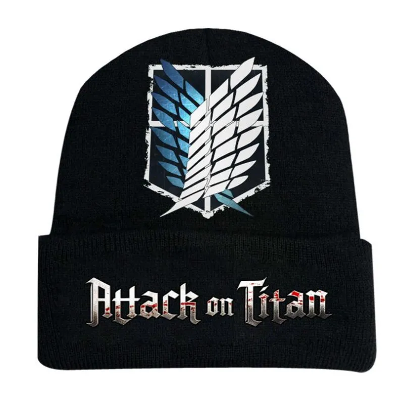

Anime Attack on Titan Hats Knitted Beanies Wings of Liberty Freedom Printed Cap Anime Warmer Bonnet Casual Costume hat