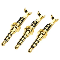 3 5mm 4 poles audio plug pure copper gold plated minijack for soldering diy earphone wire connector hifi balanced plugs adapter