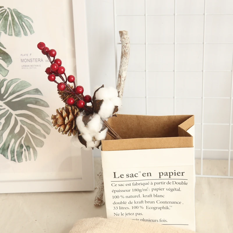 

Artificial Flower Length 33cm 5 Heads of Dry Cotton Home Decoration GardenLandscapingFlower Arrangement In Vase Hotel Decoration