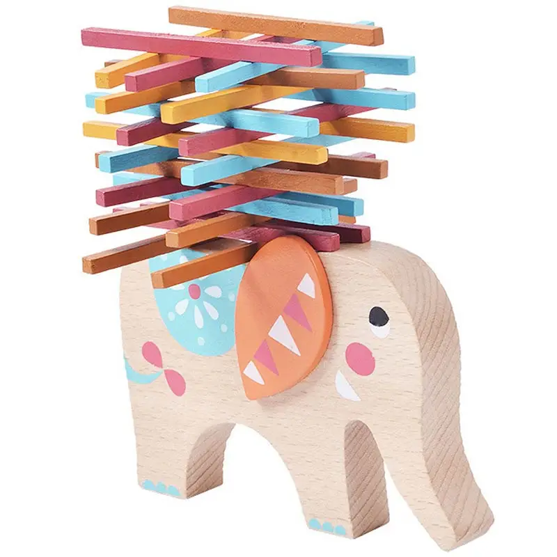 

New Kids Colorful Elephants Wooden Stick Balance Training Building Block Toys for Children Baby Educational Toys Wood Stack Game