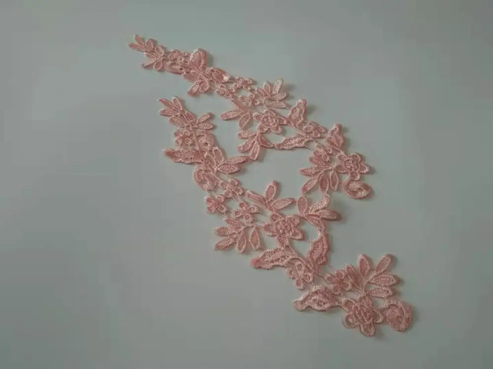 hot pink Заводская цена! 2 зеркальные пары, 16 цветов, Новое поступление, Кружевная аппликация, цветок, швейная отделка, свадебное украшение, 25X8,5 см, BD0258 - Цвет: hot pink