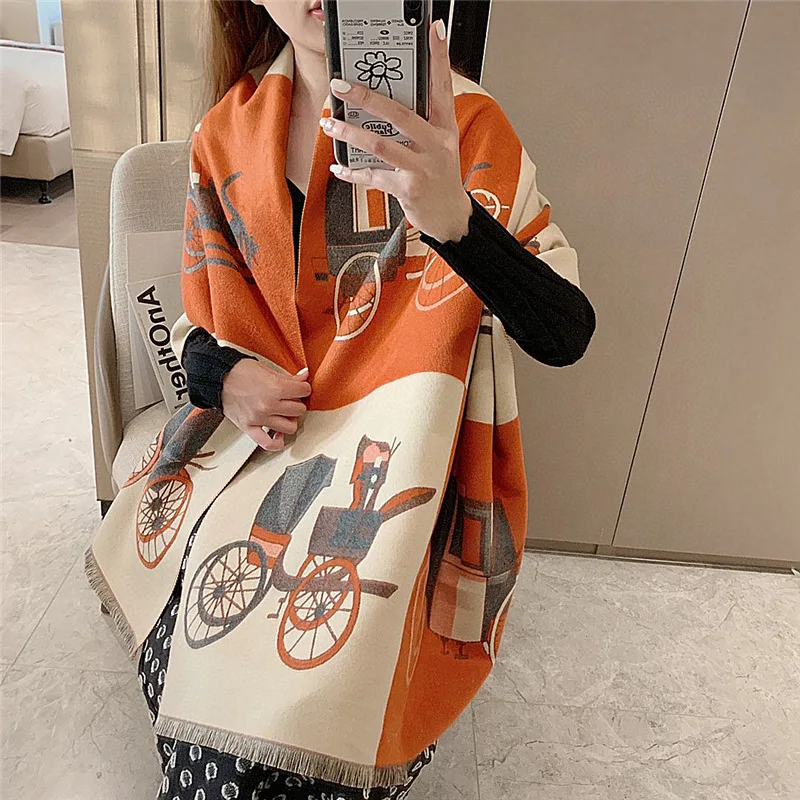 

Winter Cashmere Scarves for Women Long Shawls and Wraps Warm Pashmina Scarf Female 180*65cm Fashion Print Neck Scarfs For Ladies