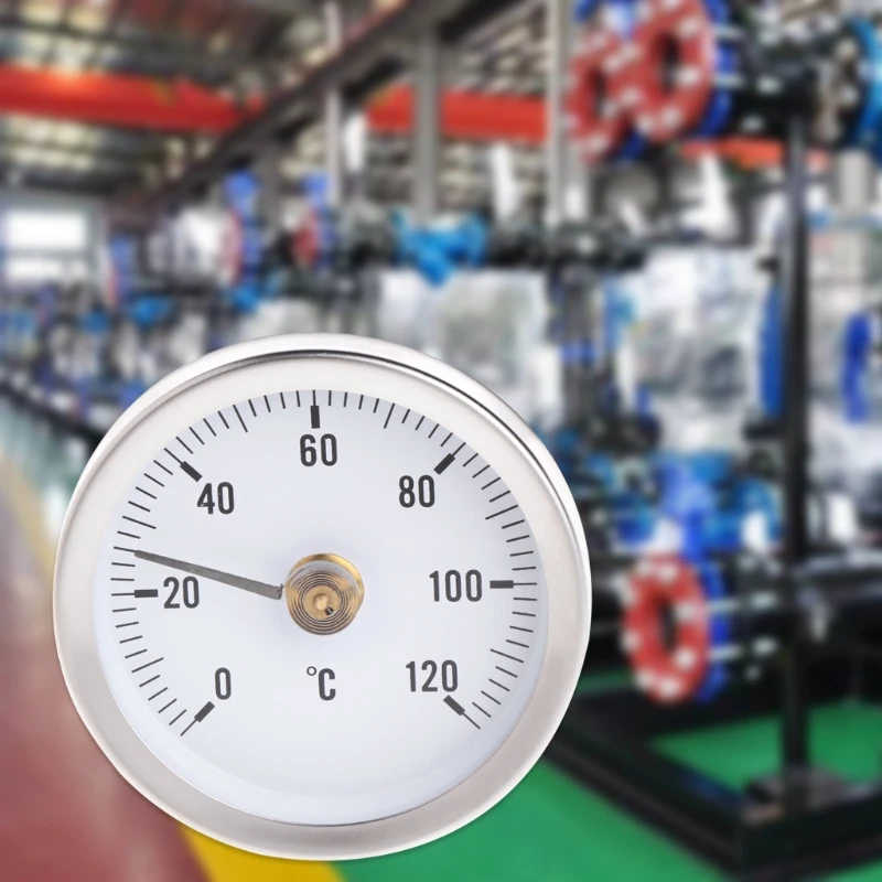 

0~120C 63mm Dial Stainless Steel Clip-on Spring Temperature Testing Gauge Thermometer Bimetal Surface Pipe Thermometer
