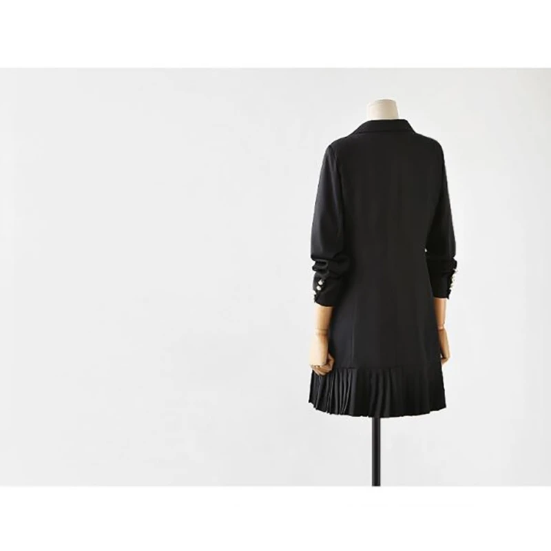 

Fashion Double Breasted Women Dress Plus Size Solid Casual Loose Dress Autumn Long Sleeve Office Lady Elegant Ruffles Suit Dress