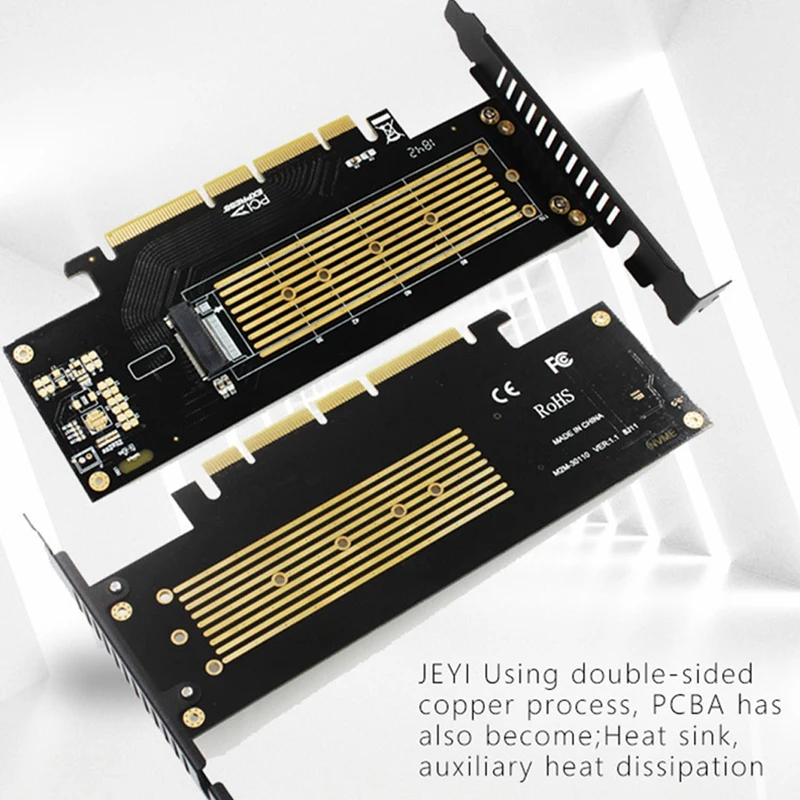 

JEYI SK8-PRO Add on Card M.2 for NVMe Adapter to PCIE3.0 GEN3 M.3 Built-in Turbo Fan for 2230-22110 Size for NVME GEN3 M.3