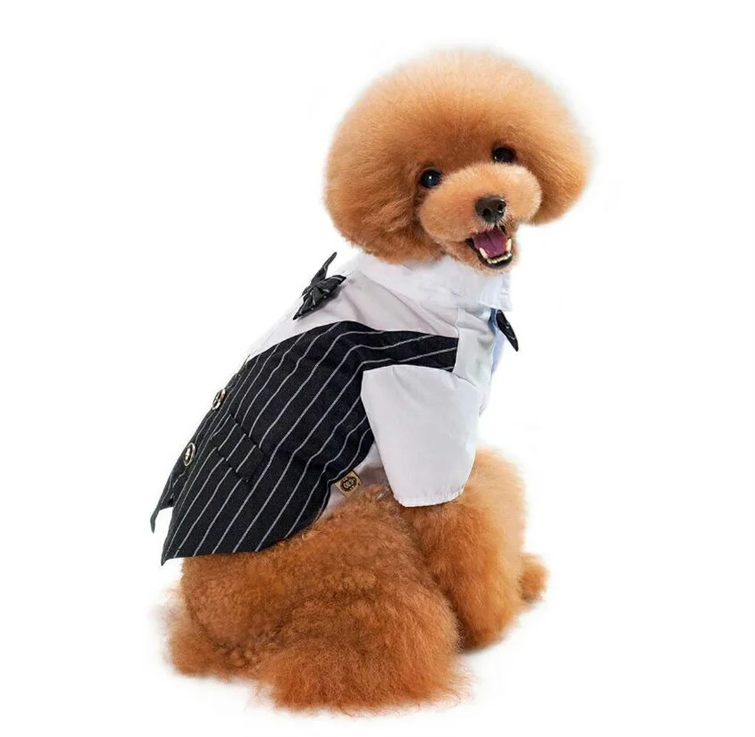 

High-quality Cotton British Style Blue Black Color Pet Clothing Dog Puppy Clothes Wedding Suit Gentleman Dress Dog Suit