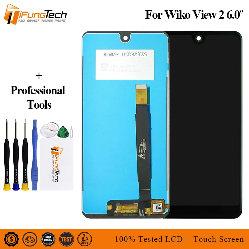 100% протестированный для Wiko View 2 жк дисплей + сенсорный экран дигитайзер замена