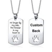custom engraved pet memorial pendant no longer by my side but forever in my heart stainless steel dog paw pet loss gift jewelry