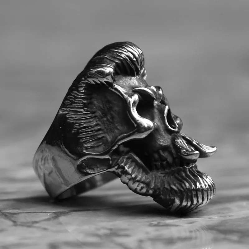 Старинные джентльмен борода череп кольцо для мужчин Прохладный нержавеющая