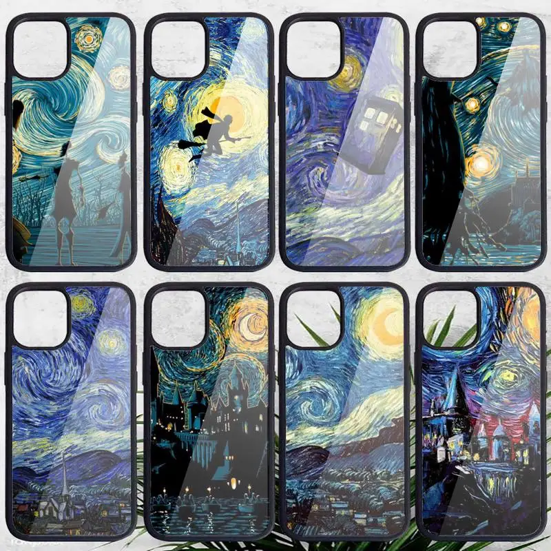 

Van Gogh Starry Night Star Phone Case PC for iPhone 11 12 pro XS MAX 8 7 6 6S Plus X 5S SE 2020 XR Soft TPU Silicone Back Cover