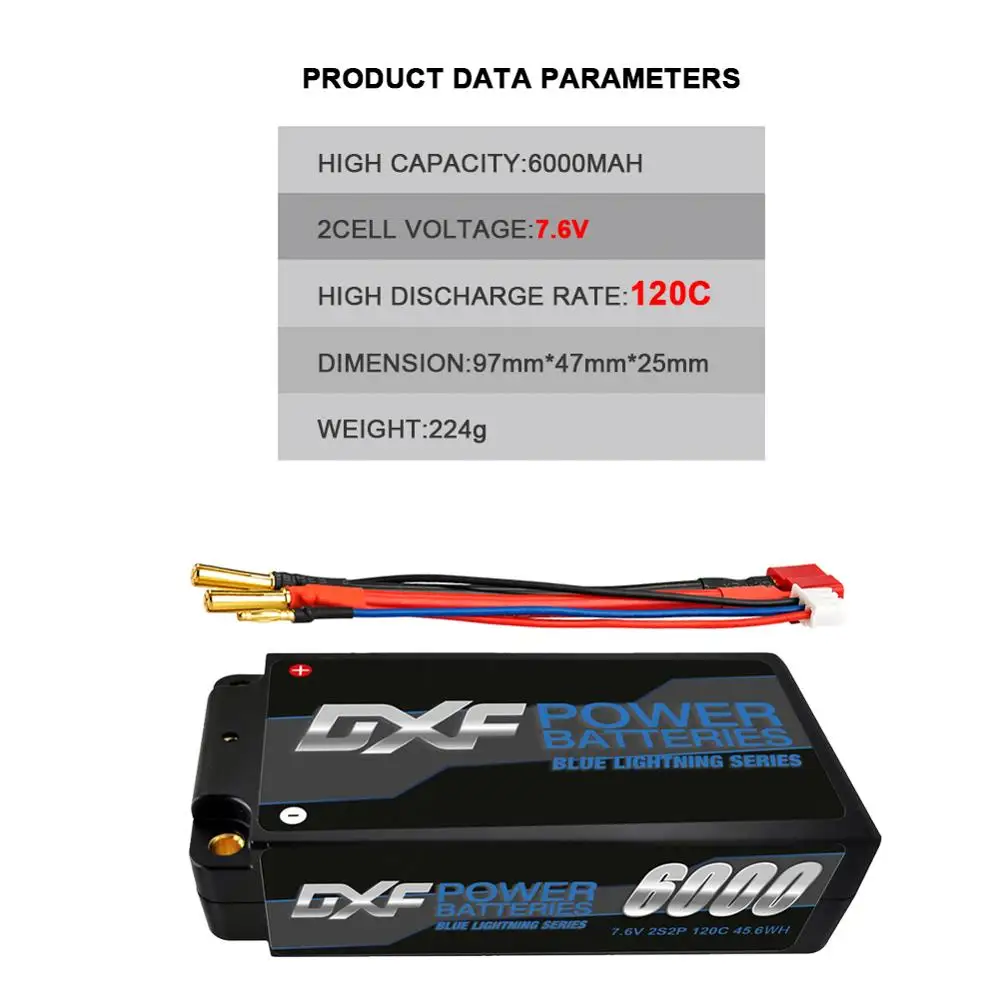 Литий-полимерный аккумулятор DXF 2S 7 6 В 6000 мАч 120C HV 4 35 в 5 мм сборе для
