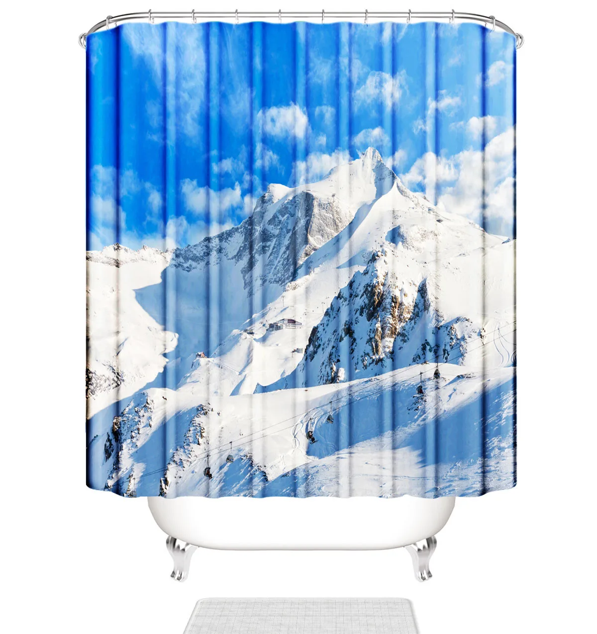 

Занавеска для ванной snow mountain, занавеска для душа с голубым небом, водонепроницаемая занавеска из полиэстера, занавеска для ванной комнаты