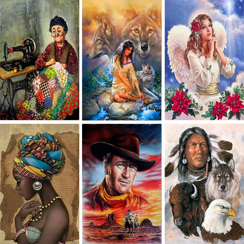 

DIY 5D Diamond Painting Girl Full Round Drill Wolf Girl Cross Stitch Butterfly Diamond Embroidery Rhinestone Art Home Decor Gift