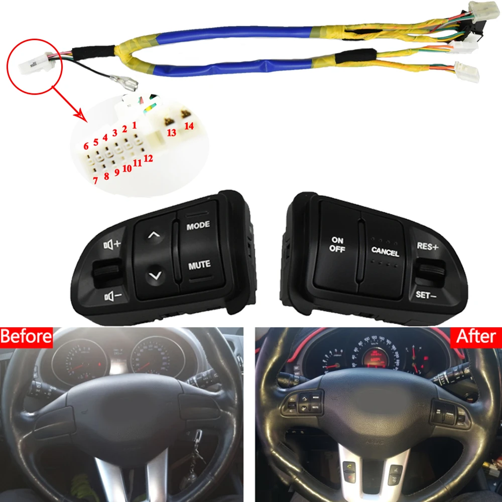 

NEW Steering Wheel Button For KIA Sportager Steering Wheel Audio Channel And Constant Speed Cruise Control Button Volume Switch