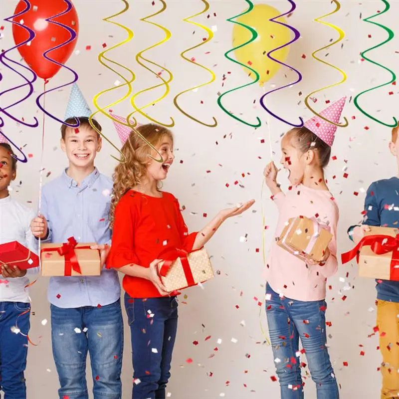 

12pcs Hanging Swirl Decoration Kit PVC Swirls Garland Ornament Hanging Ceiling Decor Supplies For Party Christmas Carnival New