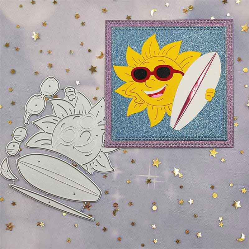 Sun Surfing Sport Metal Cutting Dies Scrapbooking Mold Knife Stencil Die Cuts Card Making Craft Embossing New Dies