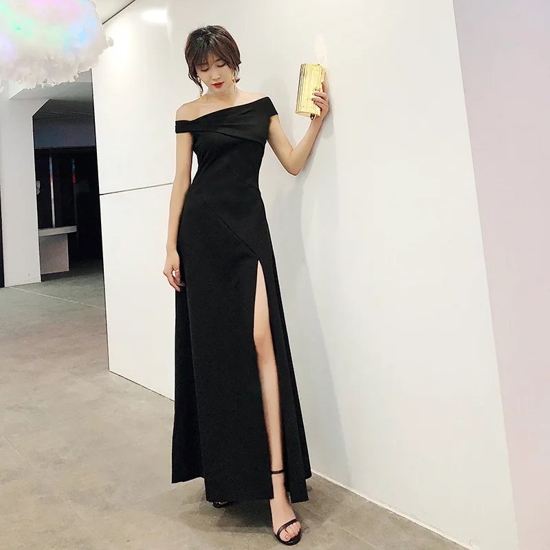 

Evening Dresses qipao Boat Neck Sexy Split Wedding Formal Dress Banquet Evening Dress Long Party Gowns cheongsam