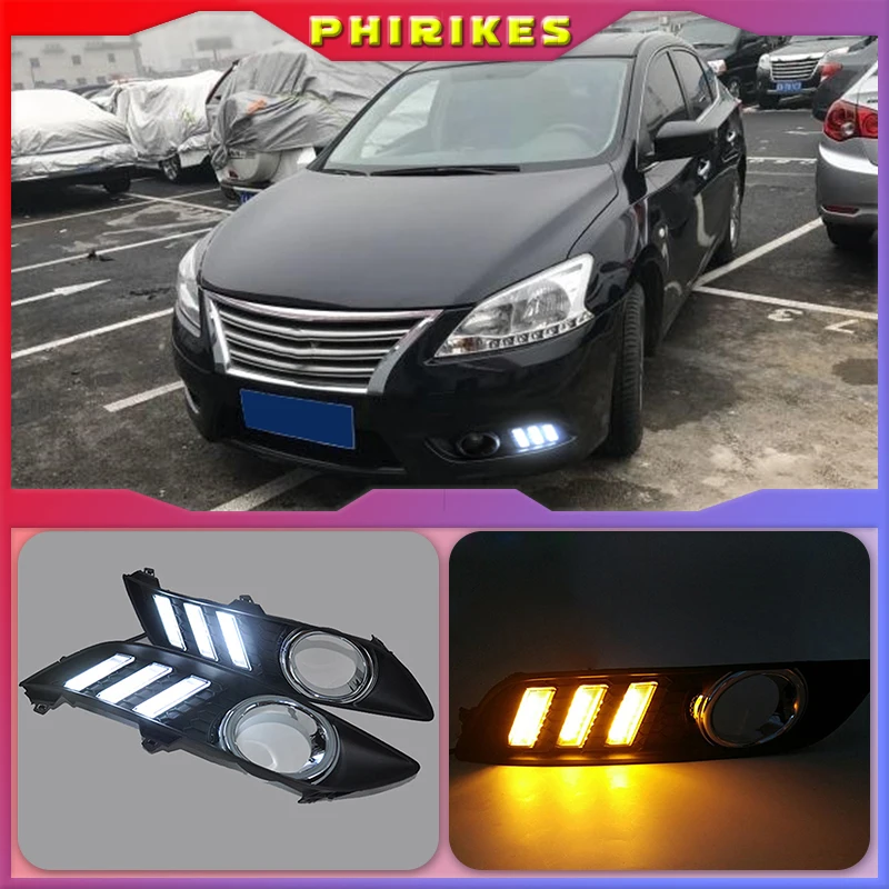 

Автомобильный 1 комплект drl для Nissan Sylphy sentra 2013 2014 2015 светодиодный ные дневные ходовые огни дневного света Противотуманные фары налобный фонарь