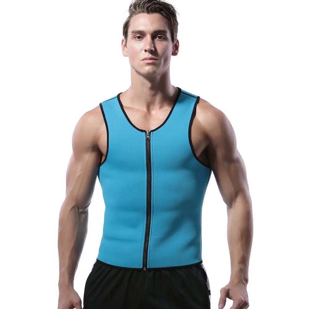 Men's Slimming Body Shaper Neoprene Vest Zipper Sweat Shirt Men Waist Trainer Shapewear Top Shapers Weight Loss Clothing Male