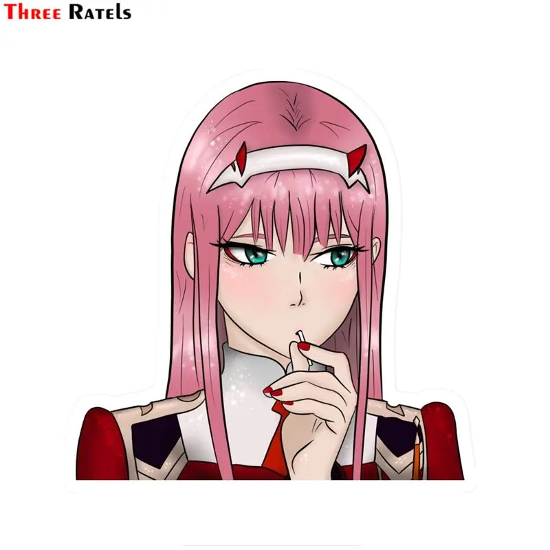 

Three Ratels FC332 Zero Two Pink Hair аниме милые Мультяшные 3D наклейки для автомобиля Сексуальная наклейка