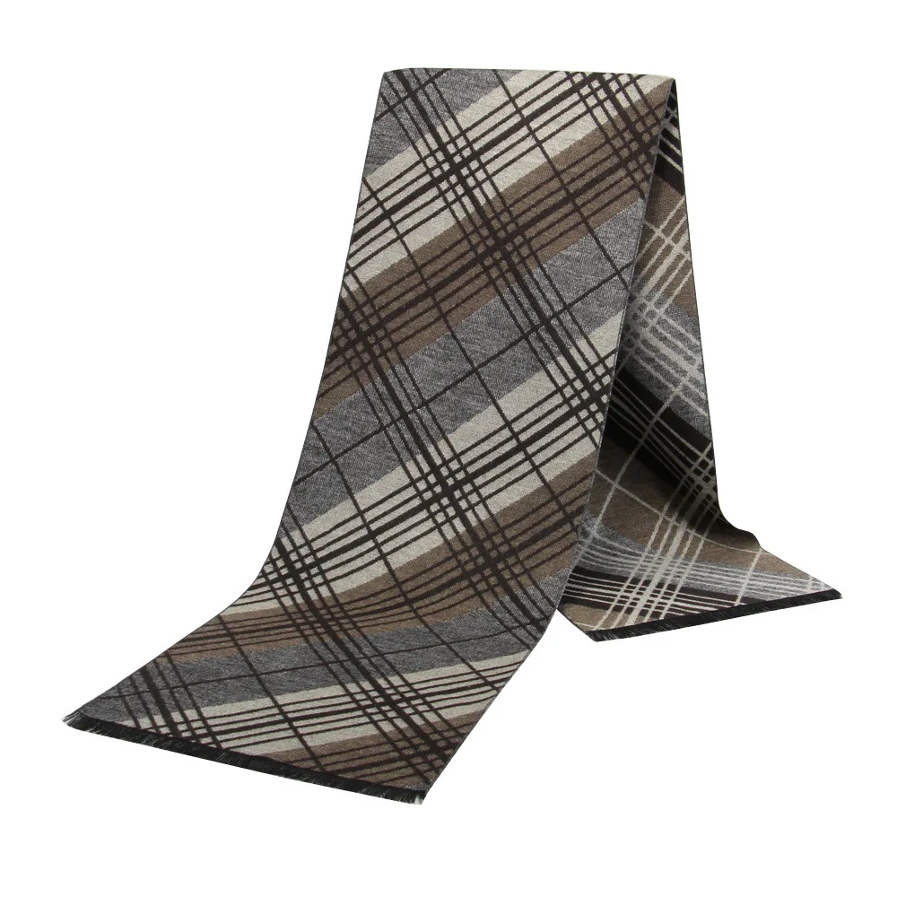 Роскошный зимний теплый шарф мужской классический деловой в полоску синий ворс