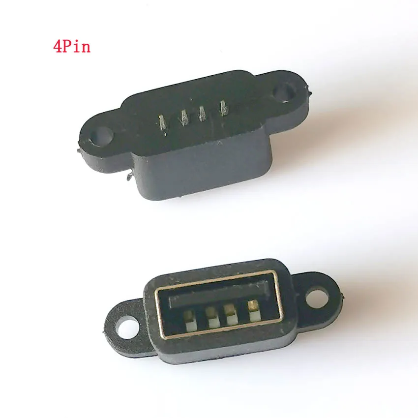 Водонепроницаемый USB a мама/4P 180 градусов короткий корпус с ушками 10 0 мм