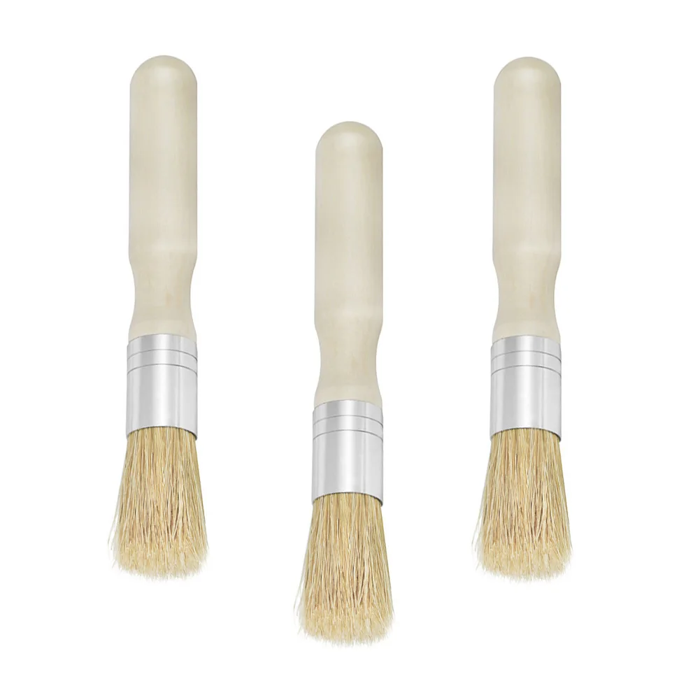 

3 Pcs Paint Round Wood Handle Professional Multifunction Durable Brush Rust Proof Office Home Accessories Easy Clean DIY