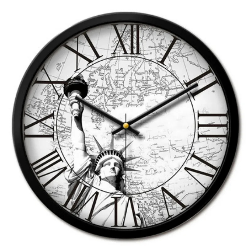 Настенные часы в европейском стиле винтажные современные бесшумные для гостиной