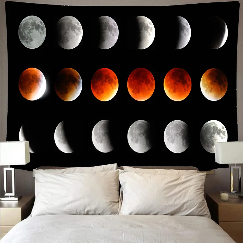 

moon tapestry black wall hanging carpet hot sale background wall fabric drop shipping wandkleed bohemian wall cloth