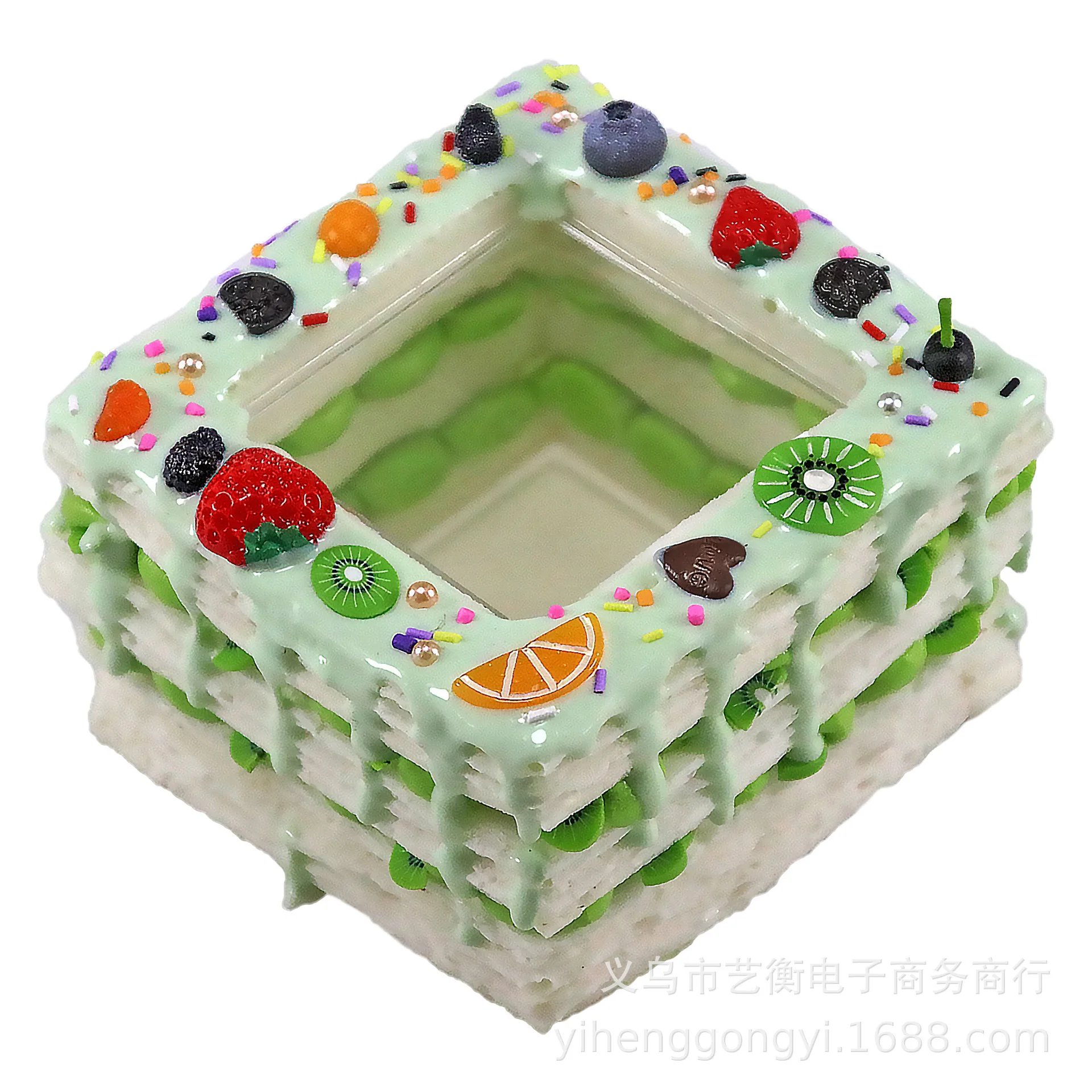 

Table jewelry cosmetic storage box heart square simulation cake model ornament