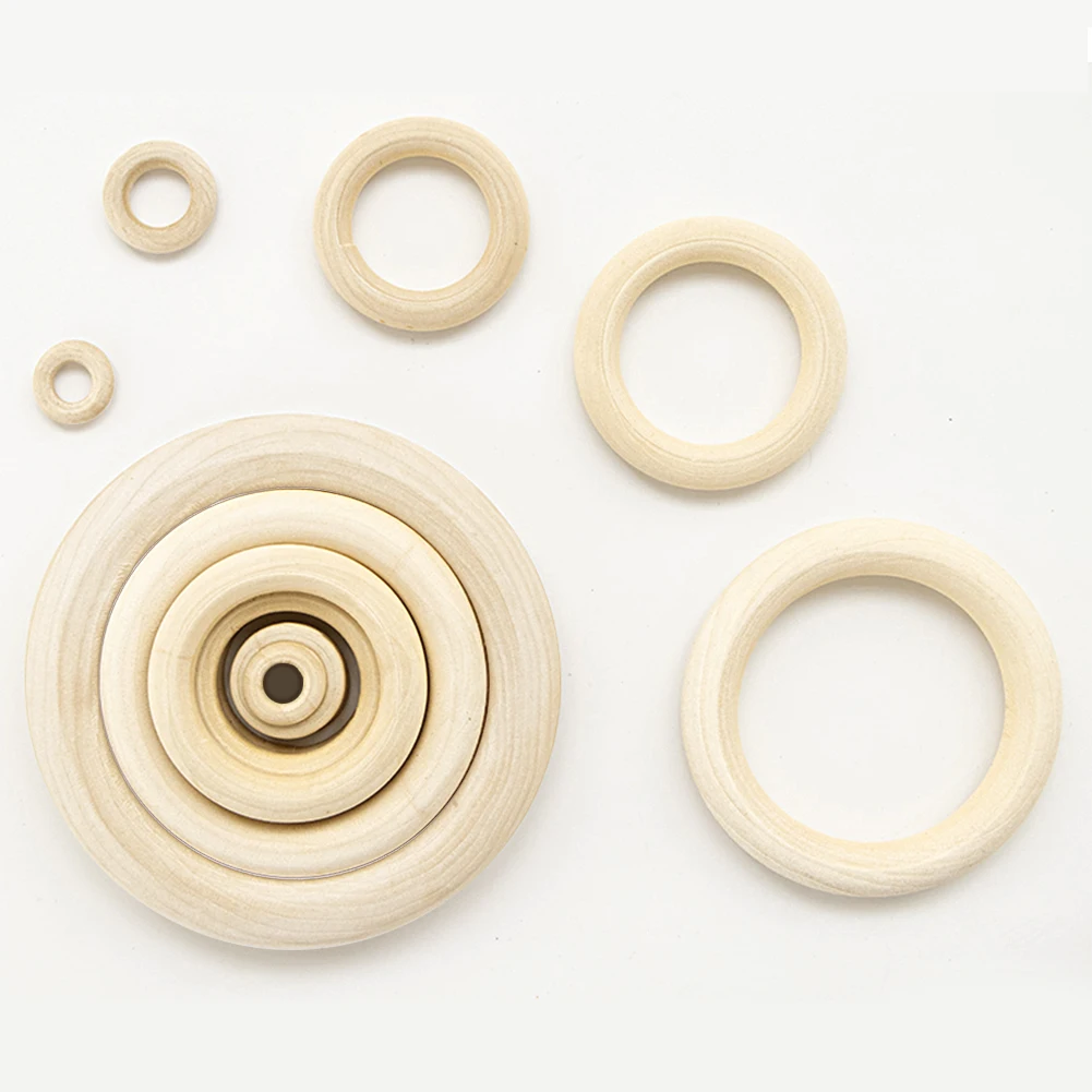 

1/5/10/20/50pcs Wooden Beads Circle DIY Craft Wood Ring Children Natural Unfinished For Making Kids Jewelry Making Baby Teething